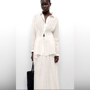 Massimo Dutti Linen Pleated Shirt